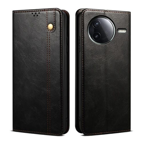 Funda de Cuero con Textura Crazy Horse para Redmi K80 Pro (Negro)