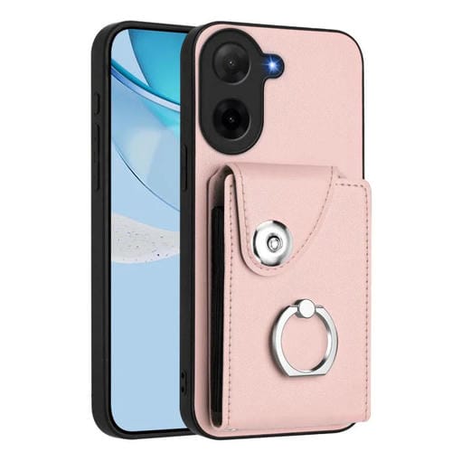 Funda para Redmi A5 4G (171,7 mm) / Poco C71 con tarjetero y anillo (rosa)