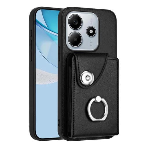 Funda para Redmi Note 14 5G con tarjetero y anillo (negro)