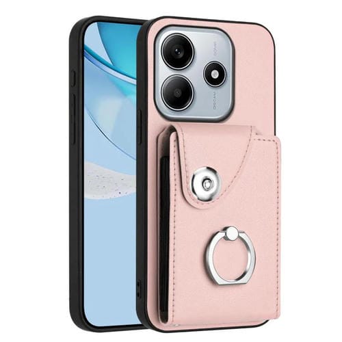 Funda para Redmi Note 14 5G con tarjetero y anillo (rosa)