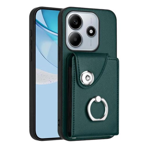 Funda para Redmi Note 14 5G con tarjetero y anillo (verde)