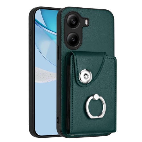 Funda para Xiaomi Poco X7 Pro con tarjetero y anillo (verde)
