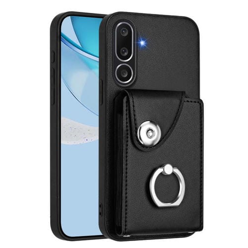 Funda para Samsung Galaxy M56 5G con tarjetero y anillo (negra)