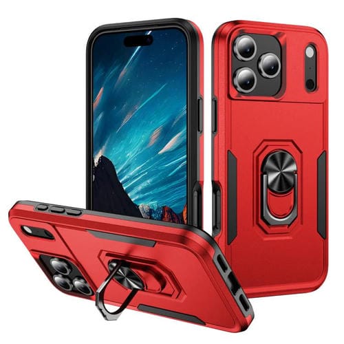 Funda Pioneer Armor de PC y TPU resistente con soporte para iPhone 17 Pro Max (rojo y negro)