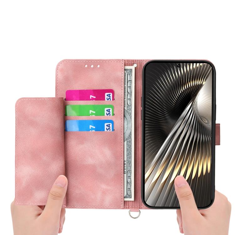 Funda de cuero con relieve floral para Redmi Turbo 4 Pro / Xiaomi Poco F7 (rosa)