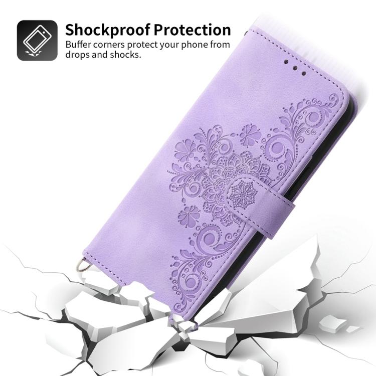 Funda de cuero con relieve floral para Redmi K80/K80 Pro (morado)