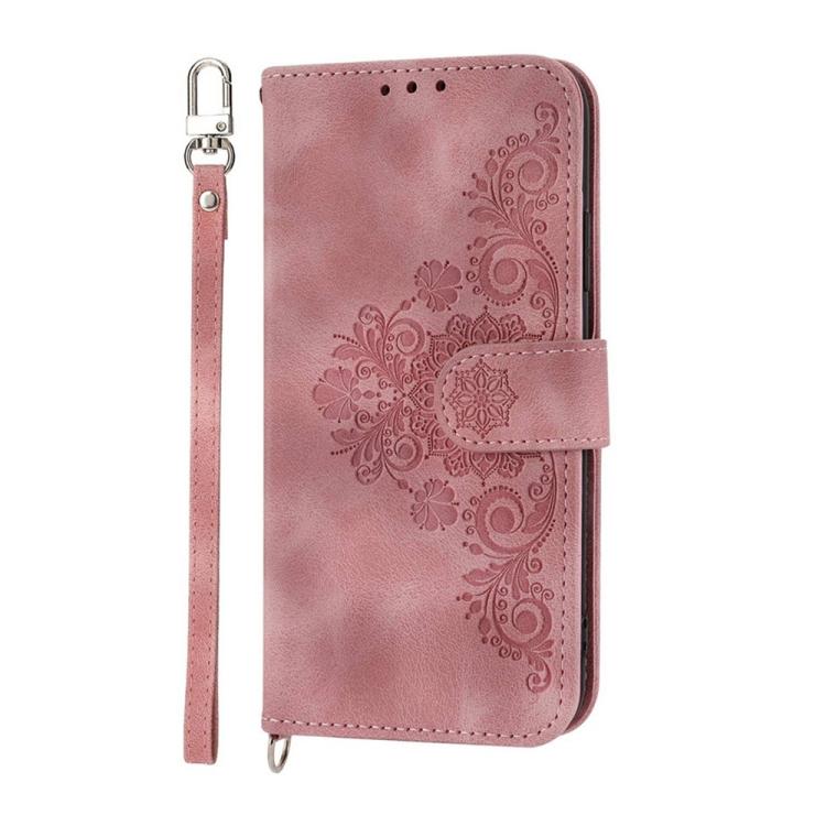 Funda de cuero con relieve floral para Redmi K80/K80 Pro (rosa)