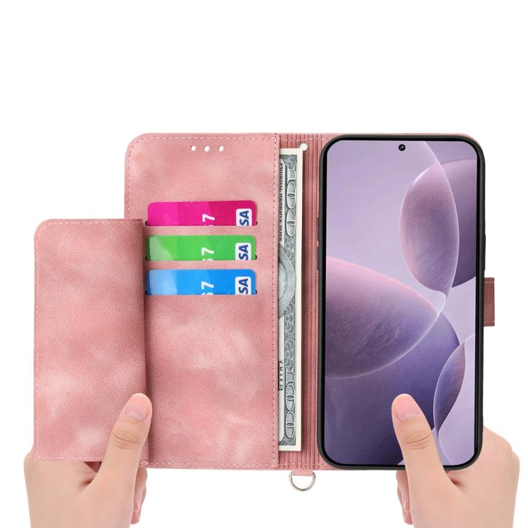 Funda de cuero con relieve floral para Redmi K80/K80 Pro (rosa)