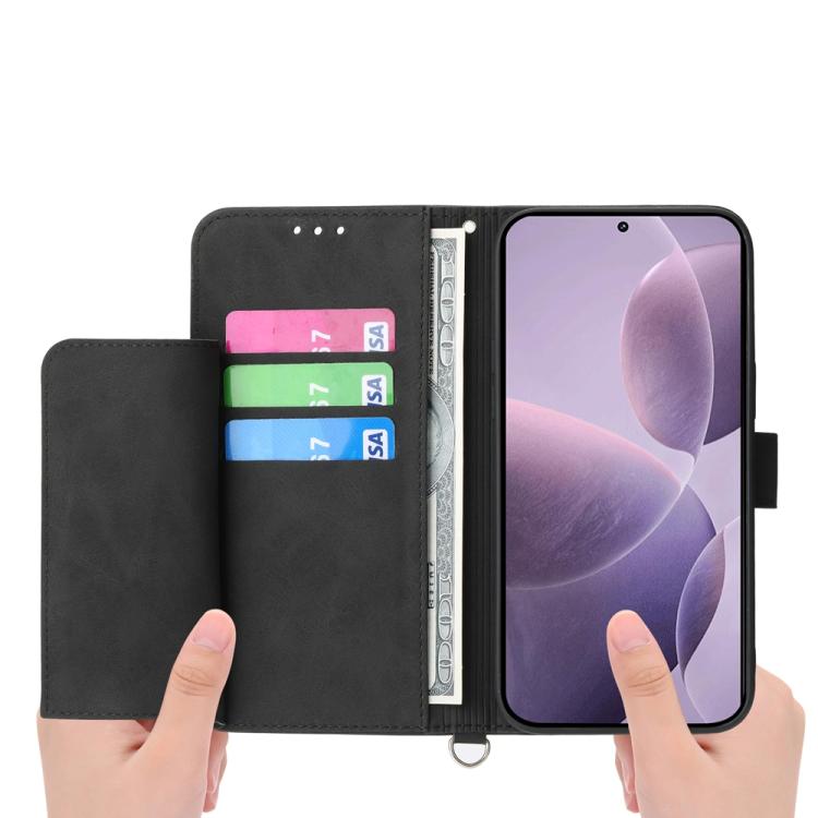 Funda de cuero con relieve floral para Redmi K80/K80 Pro (negro)