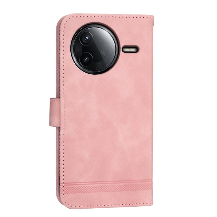 Funda híbrida de TPU y cuero sintético Dierfeng Dream Line para Redmi K80/K80 Pro (rosa)