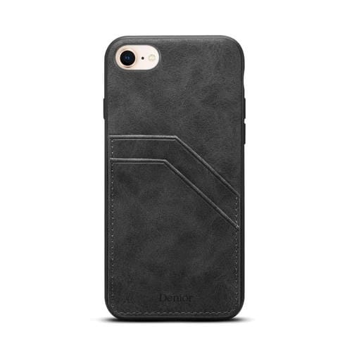Funda Trasera PU Denior D09 con Ranura para Dos Tarjetas para iPhone 16E (Negra)
