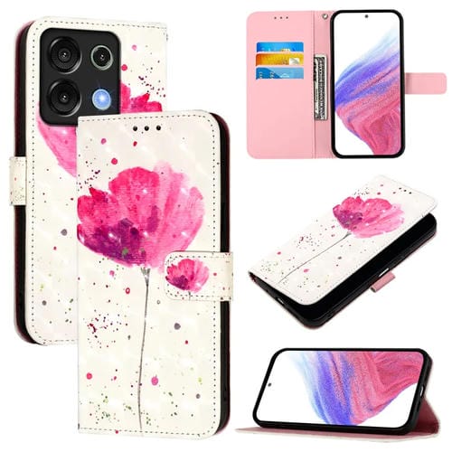 Funda de Cuero con Tapa Horizontal para Umidigi G9 5G con Pintura 3D (Flor)