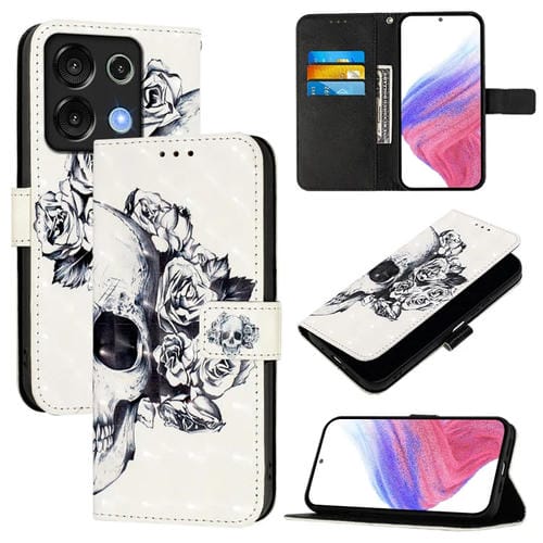 Funda de Cuero con Tapa Horizontal y Pintura 3D para Umidigi G9 5G (Calavera)