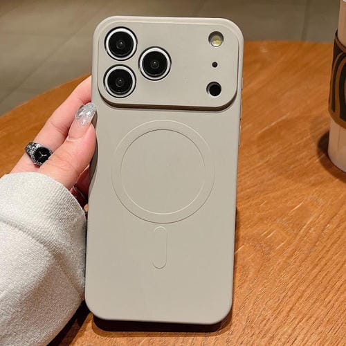 For iPhone 17 Pro Max Solid Color Liquid Silicone MagSafe Magnetic Phone Case(Grey)