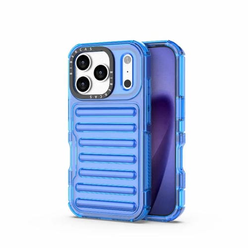 Funda híbrida de TPU y PC con airbag de alta transparencia para iPhone 17 Pro (azul transparente)