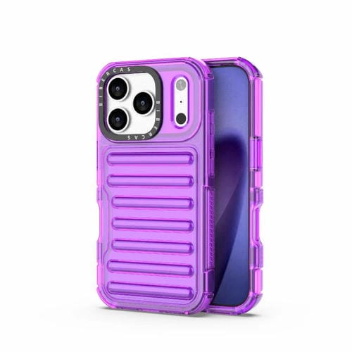 Funda híbrida de TPU y PC con airbag de alta transparencia para iPhone 17 Pro (morado transparente)