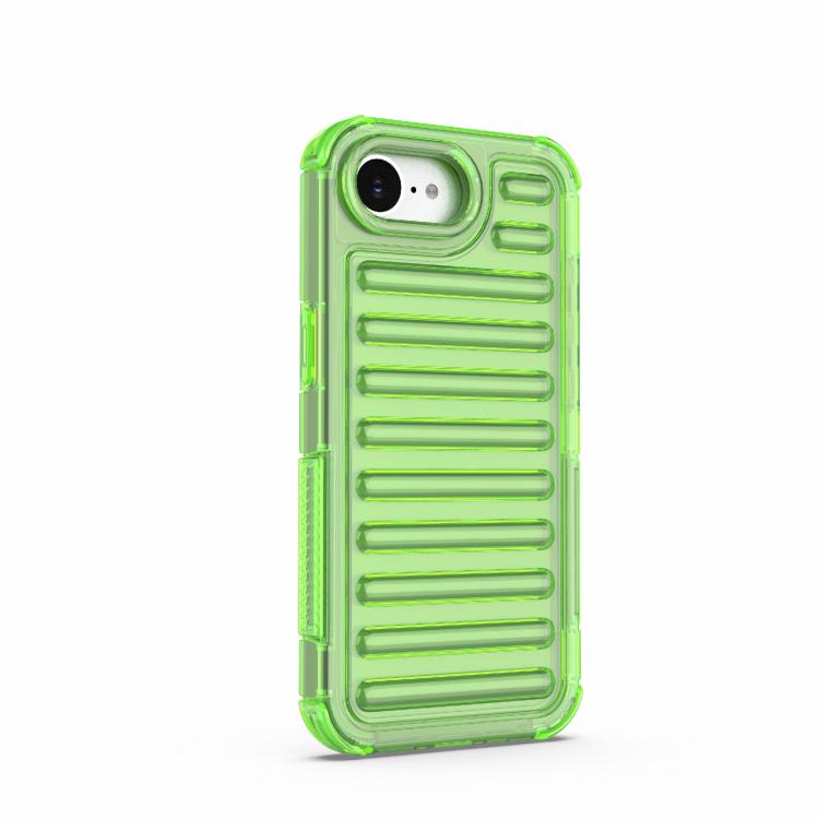 Funda híbrida de TPU y PC con airbag de alta transparencia para iPhone 16e (verde transparente)