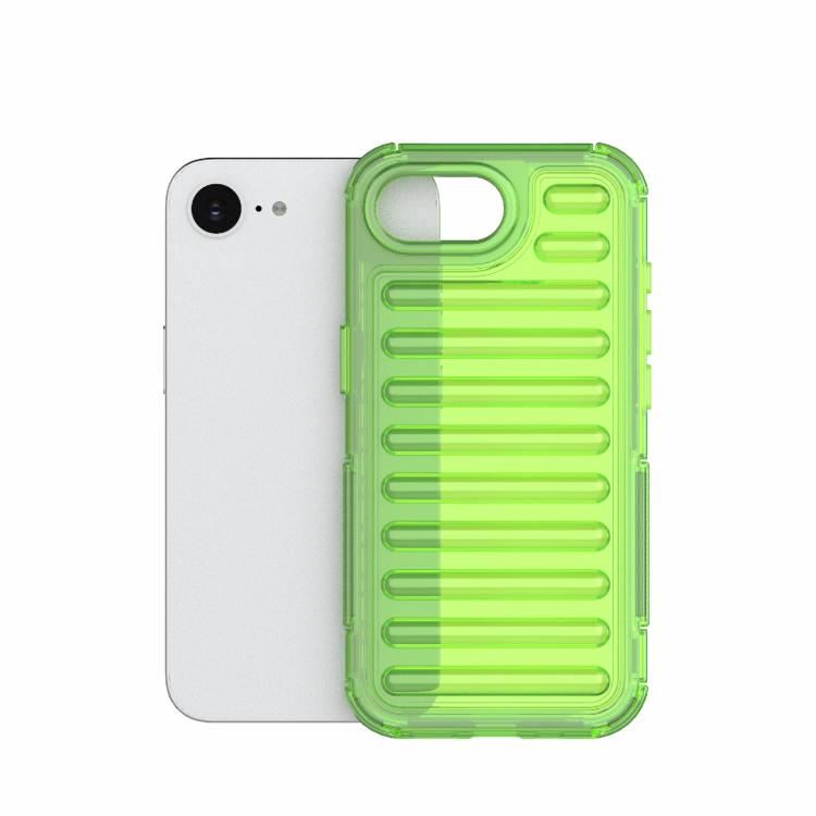 Funda híbrida de TPU y PC con airbag de alta transparencia para iPhone 16e (verde transparente)