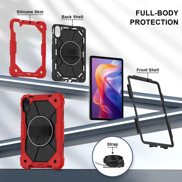 Funda híbrida de silicona con diseño de robot para Xiaomi Redmi Pad 2 11 2025 (rojo y negro)