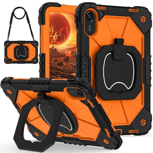 Funda híbrida de silicona con diseño de robot para Xiaomi Redmi Pad 2 11 2025 (negro y naranja)