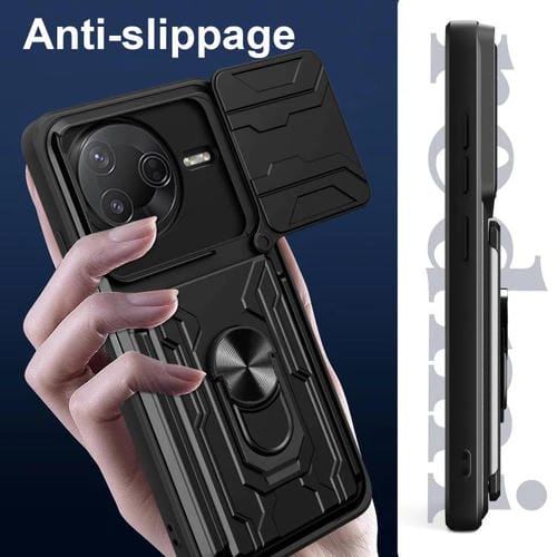 Funda deslizante de TPU y PC con ranura para tarjetas para Xiaomi Poco F7 Pro (azul)