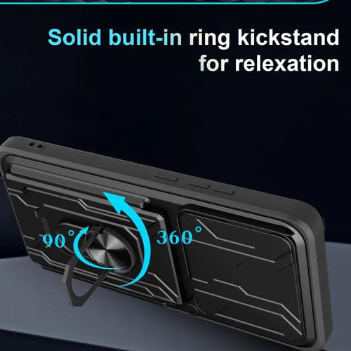 Funda deslizante de TPU y PC con ranura para tarjetas para Xiaomi Poco F7 Pro (oro rosa)