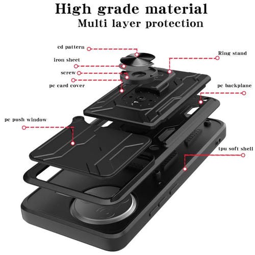 Funda deslizante de TPU y PC con ranura para tarjetas para Xiaomi Poco F7 Pro (verde oscuro)