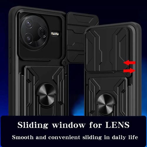 Funda deslizante de TPU y PC con ranura para tarjetas para Xiaomi Poco F7 Pro (gris)