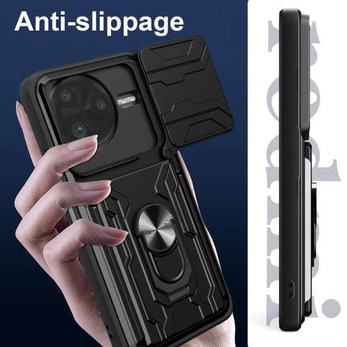 Funda deslizante de TPU y PC con ranura para tarjetas para Xiaomi Poco F7 Ultra (negro)