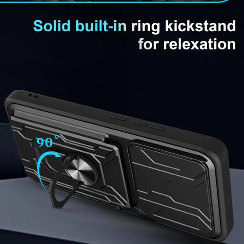 Funda deslizante de TPU y PC con ranura para tarjetas para Xiaomi Poco F7 Ultra (negro)