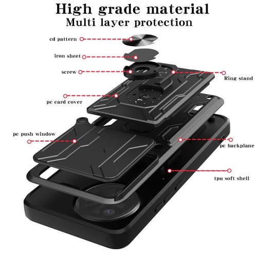 Funda deslizante de TPU y PC con ranura para tarjetas para Xiaomi Poco F7 Ultra (negro)