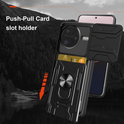 Funda deslizante de TPU y PC con ranura para tarjetas para Xiaomi Poco F7 Ultra (verde oscuro)