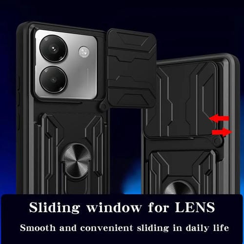 Funda deslizante de TPU y PC con ranura para tarjetas para Xiaomi Poco M7 Pro 5G (negro)