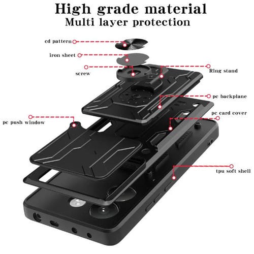 Funda deslizante de TPU y PC con ranura para tarjetas para Xiaomi Poco M7 Pro 5G (negro)