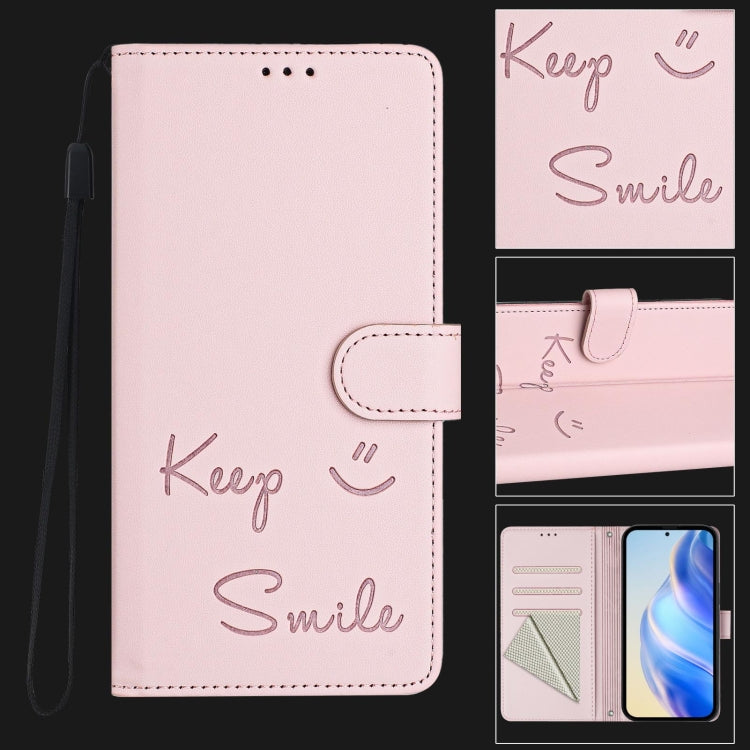 Funda de Cuero Rfid para Teléfono Itel A50C con Relieve Sonriente (Rosa)