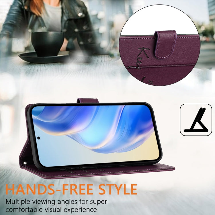 Funda de Cuero Rfid con Relieve Sonriente para OnePlus Nord N10 5G (Violeta)