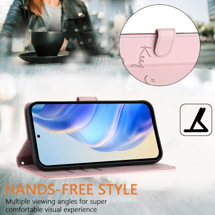 Funda de Cuero Rfid con Relieve Sonriente para OnePlus 13R/Ace 5 Pro 5G (Rosa)