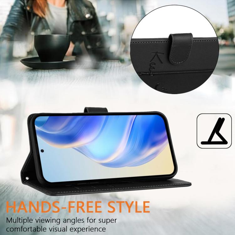 Funda de Cuero Rfid con Relieve Sonriente para OnePlus 13R Ace 5 Pro 5G (Negra)
