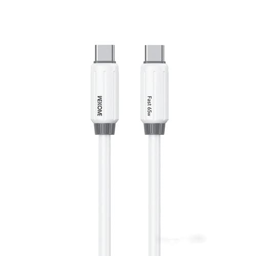 Cable de Datos Wk Wdc-28 Silicona Elástica 1 m Pd65W Tipo C a Tipo C (Blanco)