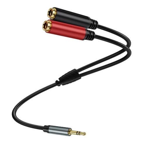 Cable Adaptador Audio Divisor en Y 3,5 mm TRS a 2x 6,35 mm Hembra Chapado en Oro (Negro) 0,3 m