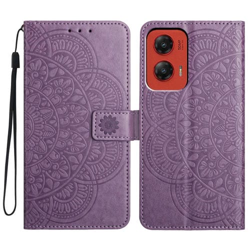 Funda de Cuero con Relieve Floral para Motorola Moto G Stylus 5G (2024) (Morado)