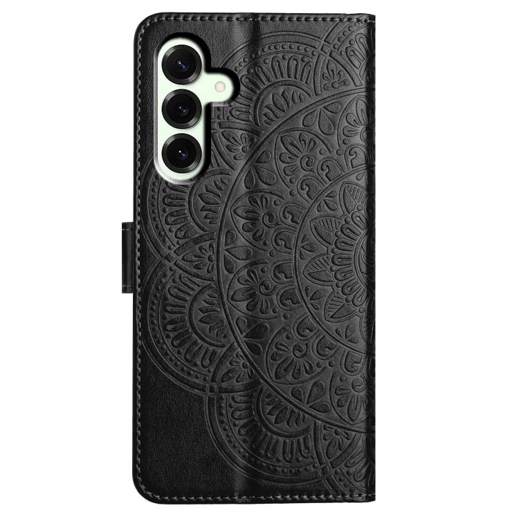 Funda de piel con relieve floral para Samsung Galaxy A17 5G (negra)