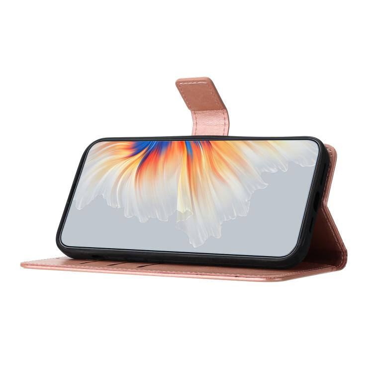 Funda de piel con relieve floral para Samsung Galaxy A07 5G (oro rosa)
