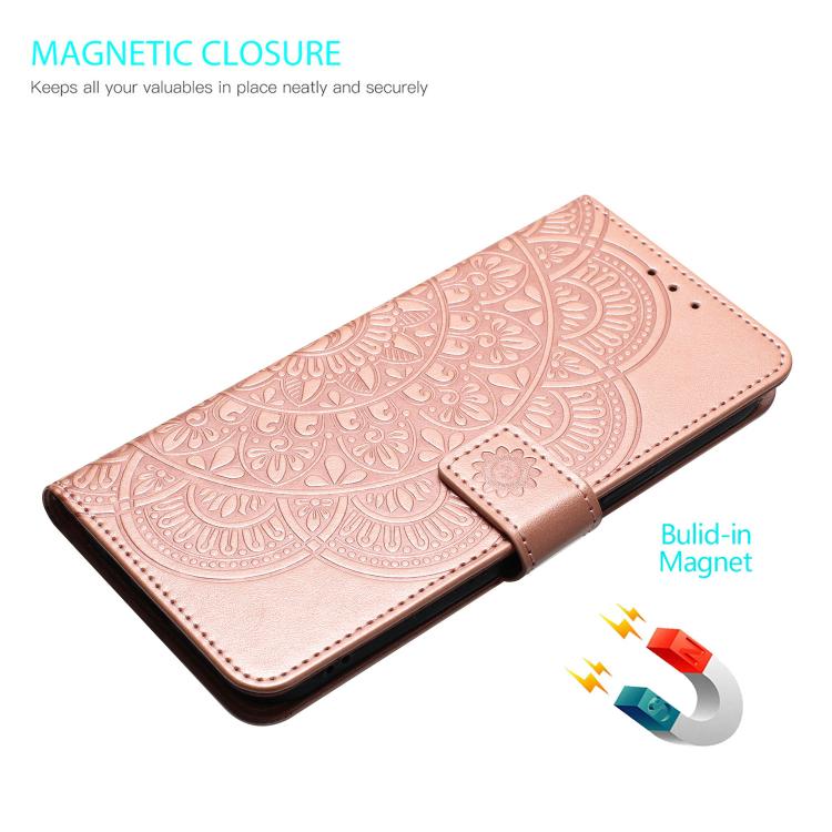 Funda de piel con relieve floral para Samsung Galaxy A07 5G (oro rosa)