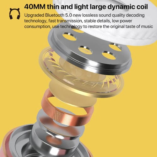 Auriculares inalámbricos Bluetooth con orejas de gato para juegos con luz (Azul)