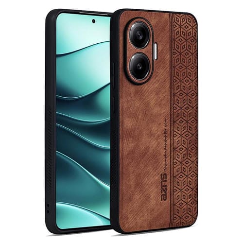 Funda AZNS con relieve 3D y tacto suave para Redmi Turbo 4 Pro (marrón)