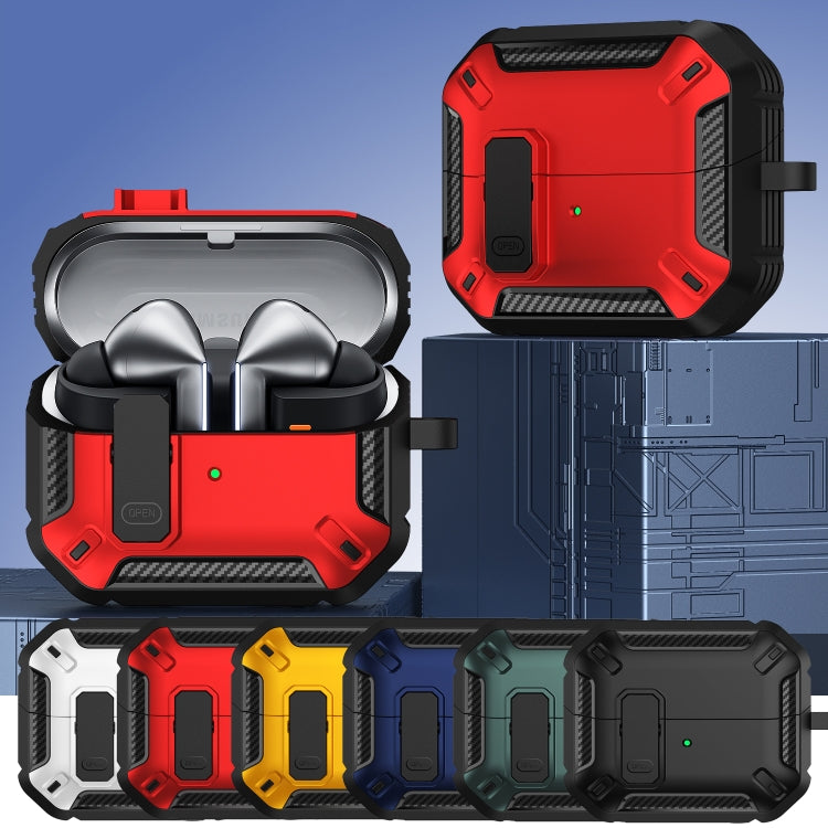 Funda Protectora para Auriculares Samsung Galaxy Buds 3/3 Pro con Interruptor y Gancho (Negro y Azul)