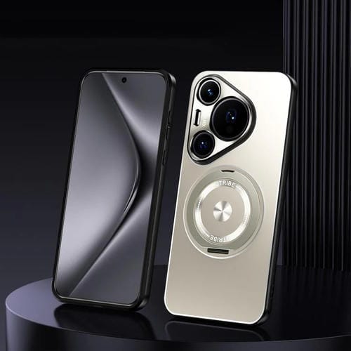 Funda de metal esmerilado con soporte giratorio para Huawei Pura 80 Pro+ 5G (titanio)