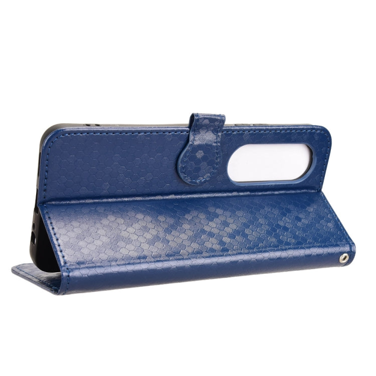 Funda de Cuero para Teléfono Itel S25 con Textura de Puntos en Forma de Panal (Azul)