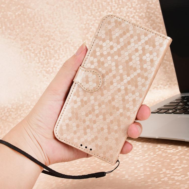 Funda de cuero con textura de puntos de panal para itel A95 5G (dorada)